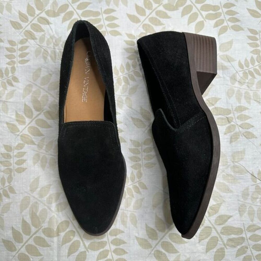 Crown Vintage Samali Loafer in Black Leather Suede Size 10M preppy